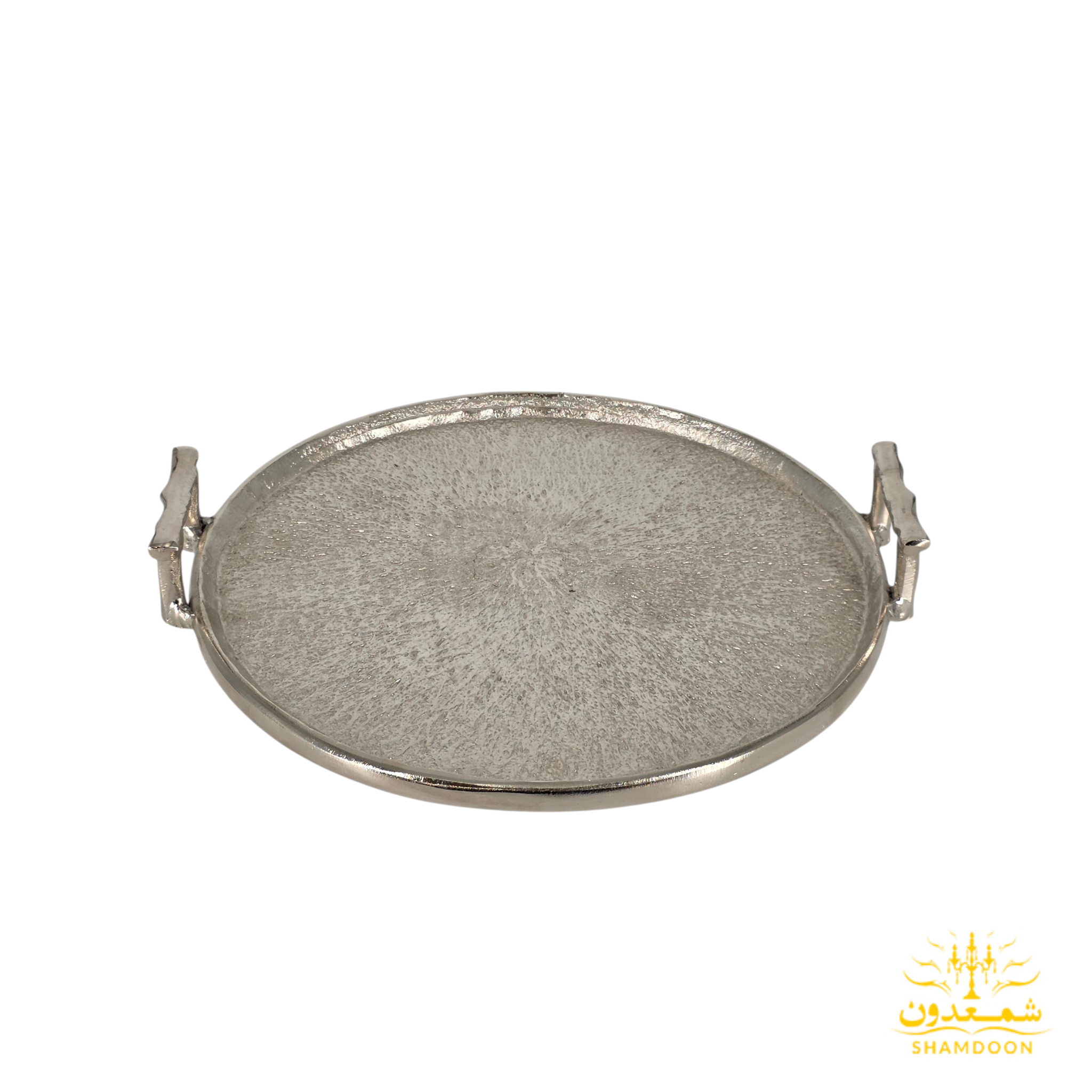سینی خش دار دسته مربع نقره ای 9569