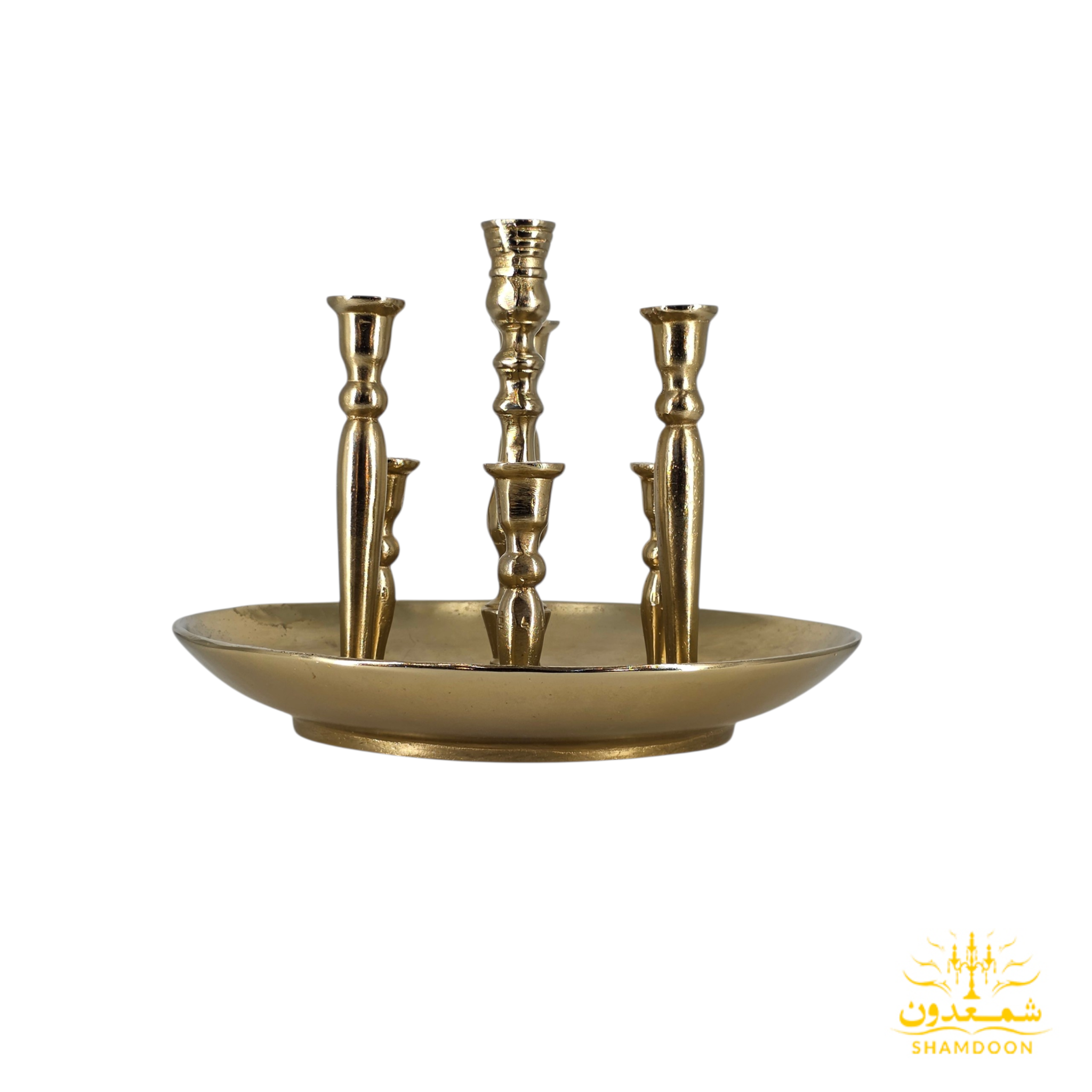 شمعدان سینی گرد 7 شعله طلایی SH111G